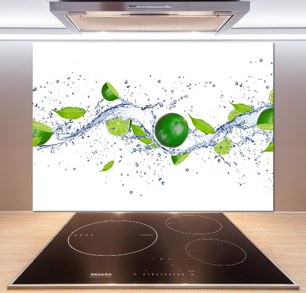 Glazen achterwand keuken Limoenen en water