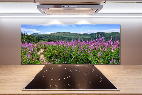 Spatscherm keuken Groene heuvels