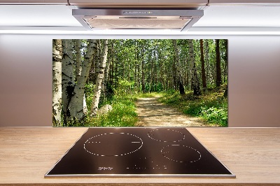 Spatscherm keuken Pad in het bos