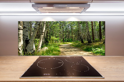 Spatscherm keuken Pad in het bos