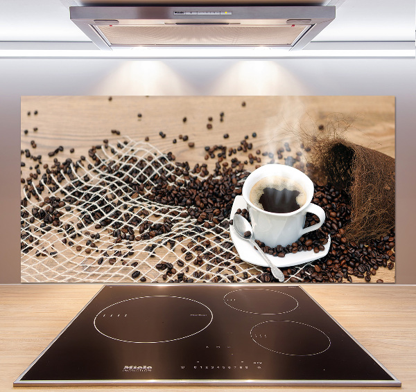 Spatscherm keuken Koffie en koffiebonen