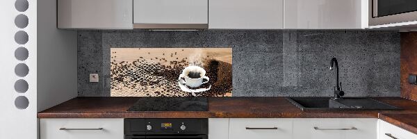 Spatscherm keuken Koffie en koffiebonen