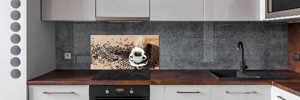 Spatscherm keuken Koffie en koffiebonen