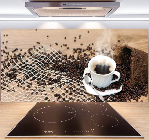 Spatscherm keuken Koffie en koffiebonen