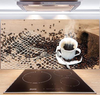 Spatscherm keuken Koffie en koffiebonen