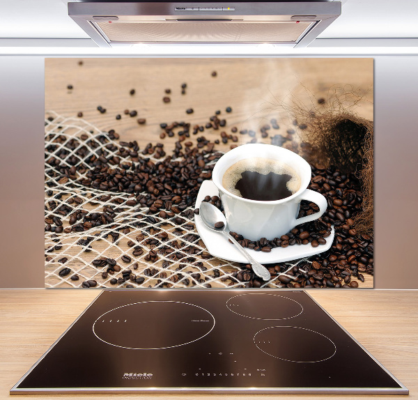 Spatscherm keuken Koffie en koffiebonen