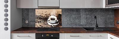 Spatscherm keuken Koffie en koffiebonen