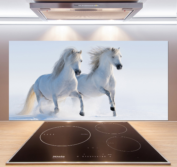 Keuken achterwand Twee paarden in de sneeuw