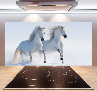 Keuken achterwand Twee paarden in de sneeuw