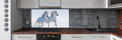 Keuken achterwand Twee paarden in de sneeuw