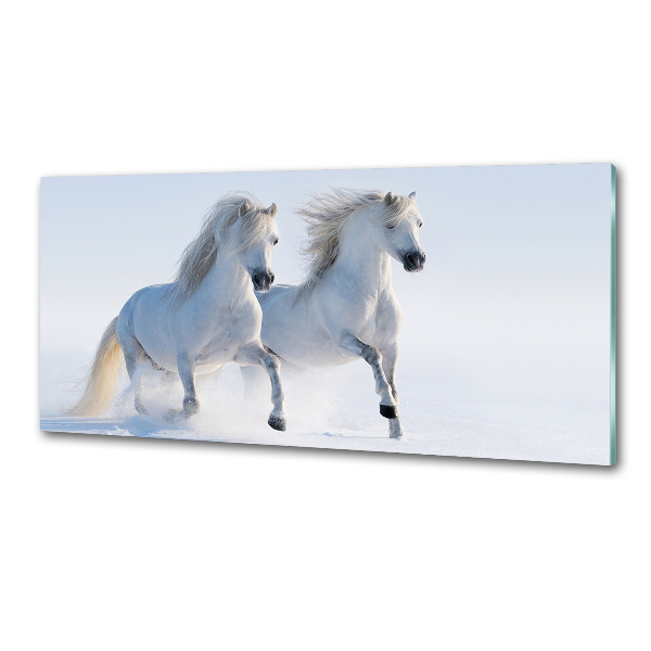 Keuken achterwand Twee paarden in de sneeuw
