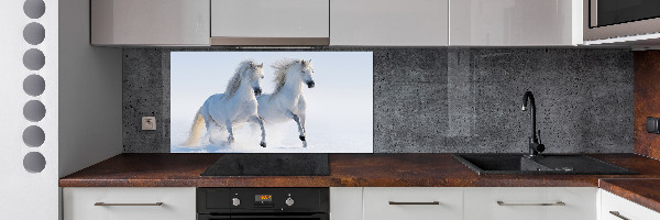 Keuken achterwand Twee paarden in de sneeuw