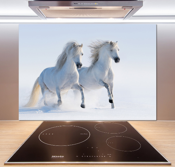Keuken achterwand Twee paarden in de sneeuw