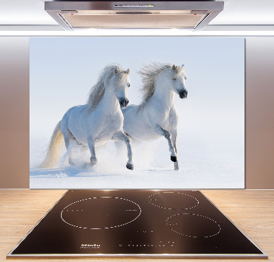 Keuken achterwand Twee paarden in de sneeuw