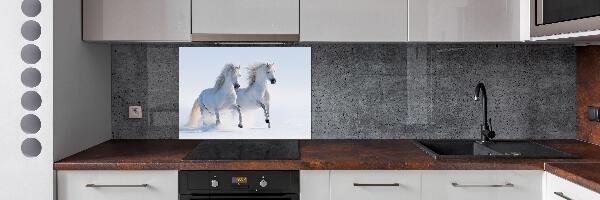 Keuken achterwand Twee paarden in de sneeuw