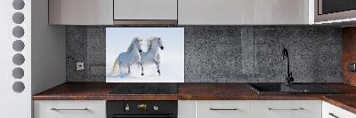 Keuken achterwand Twee paarden in de sneeuw