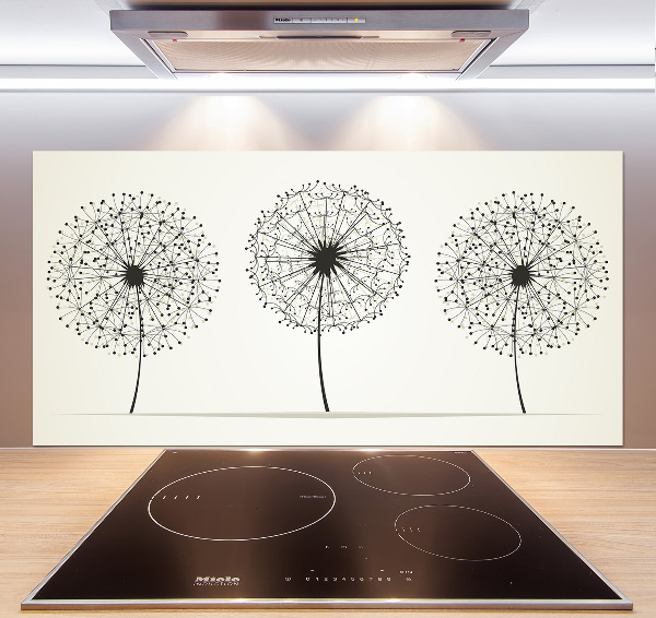 Glazen achterwand keuken Paardenbloemen