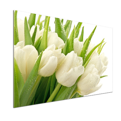 Glazen achterwand keuken Witte tulpen