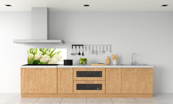 Glazen achterwand keuken Witte tulpen