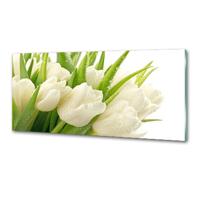 Glazen achterwand keuken Witte tulpen