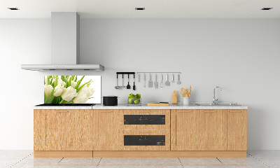 Glazen achterwand keuken Witte tulpen