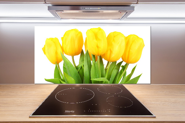 Spatscherm keuken Gele tulpen