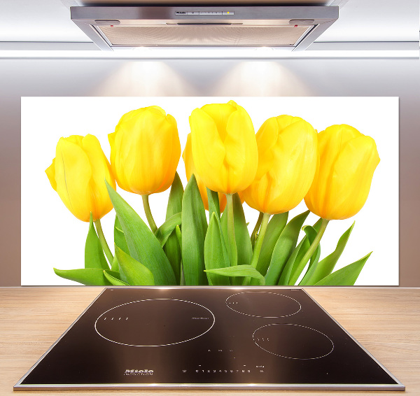 Spatscherm keuken Gele tulpen