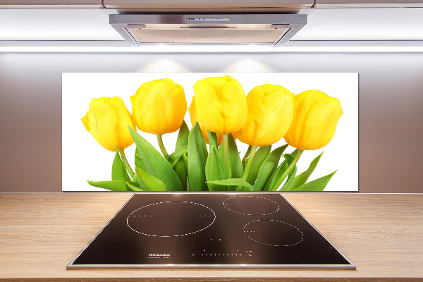 Spatscherm keuken Gele tulpen