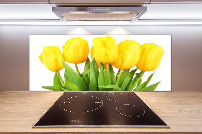 Spatscherm keuken Gele tulpen