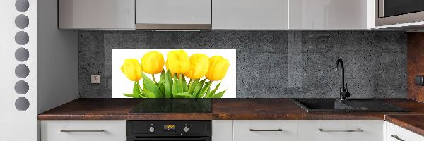 Spatscherm keuken Gele tulpen