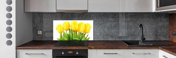 Spatscherm keuken Gele tulpen