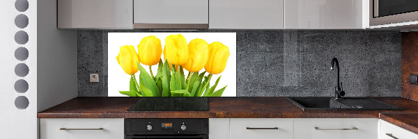 Spatscherm keuken Gele tulpen
