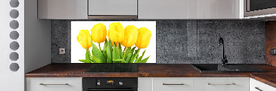 Spatscherm keuken Gele tulpen
