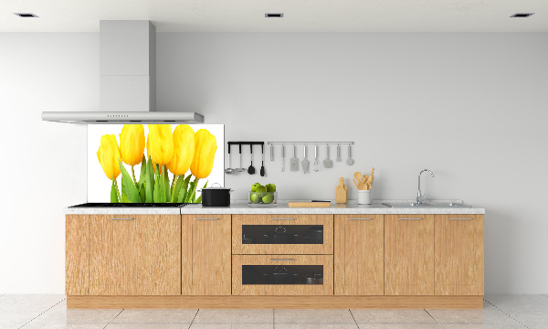 Spatscherm keuken Gele tulpen