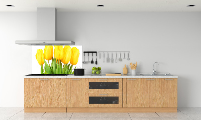 Spatscherm keuken Gele tulpen