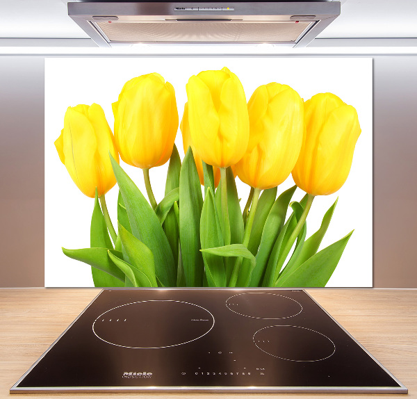 Spatscherm keuken Gele tulpen