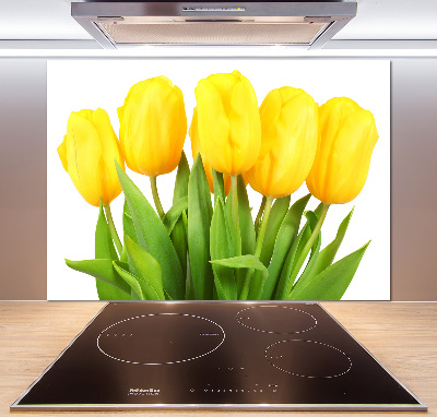 Spatscherm keuken Gele tulpen