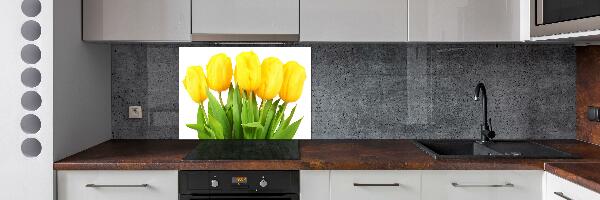 Spatscherm keuken Gele tulpen