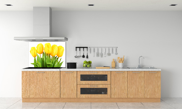 Spatscherm keuken Gele tulpen