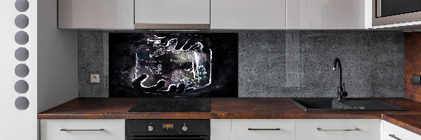 Glazen achterwand keuken Vlinders in een pot