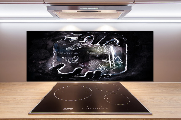 Glazen achterwand keuken Vlinders in een pot