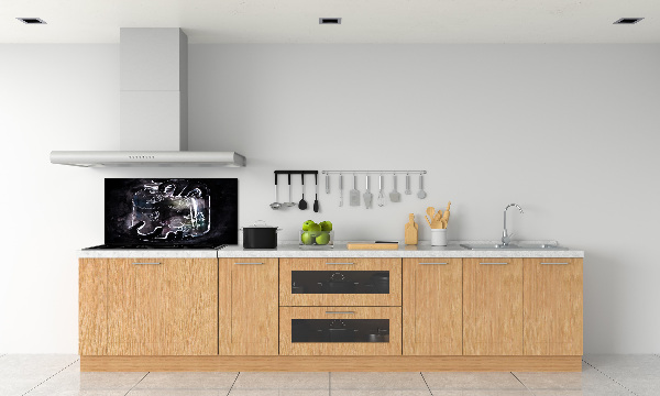 Glazen achterwand keuken Vlinders in een pot