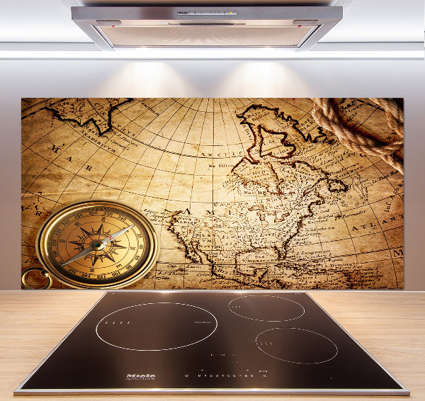 Spatplaat keuken Kompas op de kaart