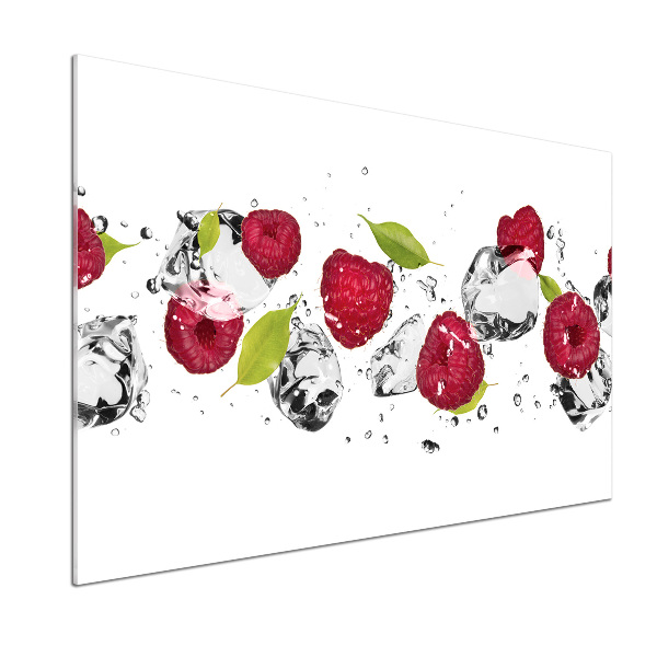 Glazen achterwand keuken Framboos en water