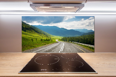 Spatscherm keuken Weg in de bergen