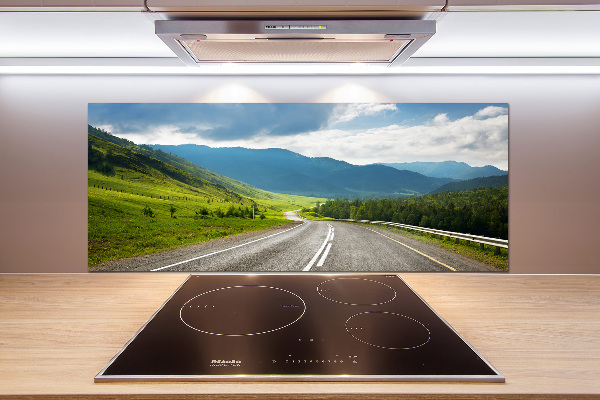 Spatscherm keuken Weg in de bergen