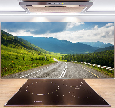 Spatscherm keuken Weg in de bergen