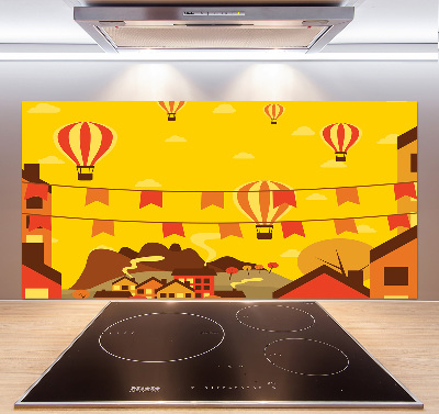 Achterwand keuken Ballonnen boven de stad
