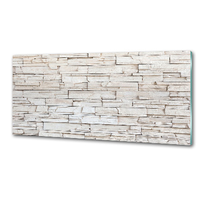 Glazen achterwand keuken Witte stenen muur