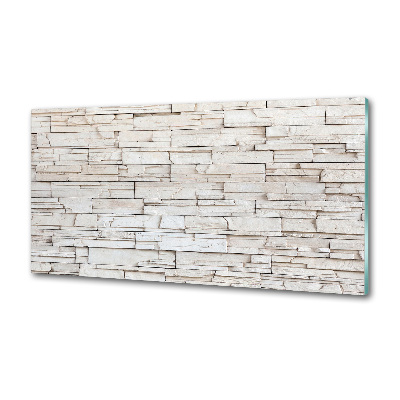 Glazen achterwand keuken Witte stenen muur